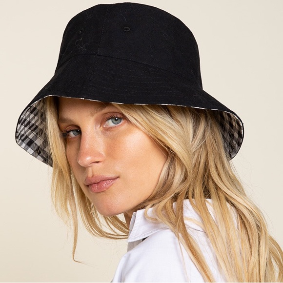POL Black White Gingham Reversible Bucket Hat - Picture 6 of 6